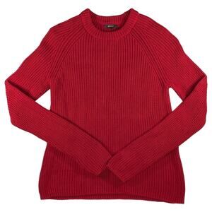 Quince Sweater Womens M Red 100% Organic Cotton Fisherman Knit Crew Pullover